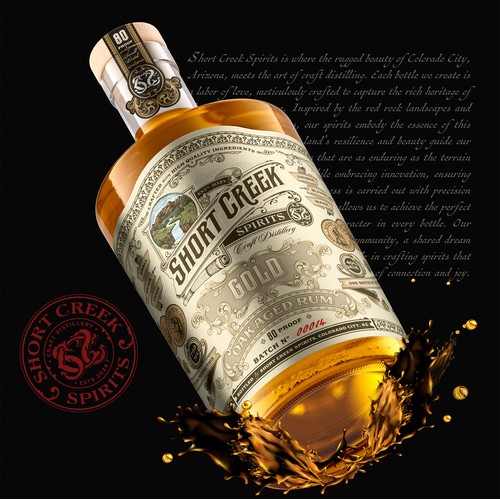Short Creek Spirits Gold rum label