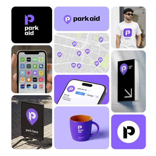 Logo and identity for a smart parking app