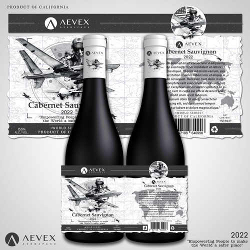 AEVEX Aerospace Wine Label.