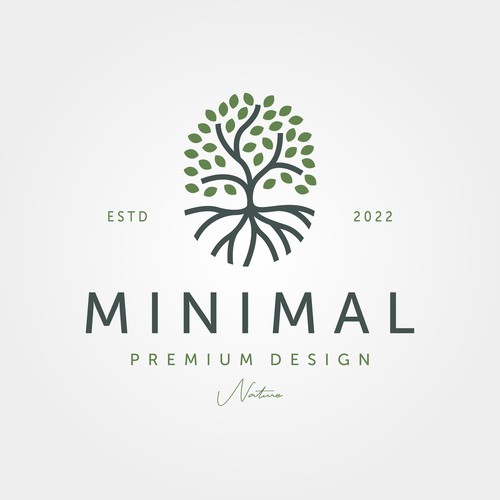 line art tree nature logo design