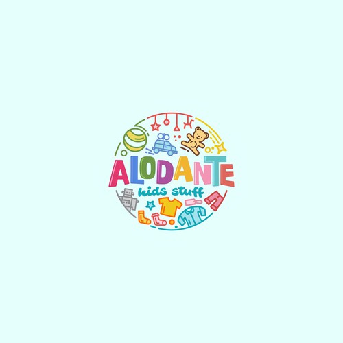 Monoline Logo Design for Online Store specializing in children's accessories, Alodante Kids Stuff