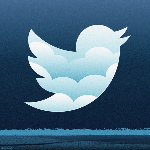 Twitter in a Rene Magritte Surrealist style 