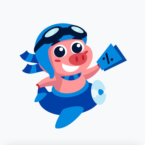 Aviator Pig Mascot