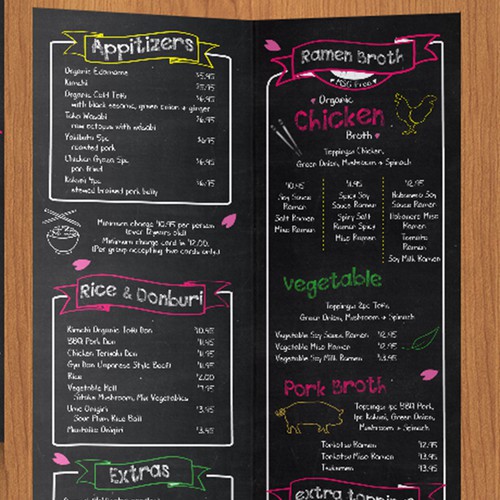 Chalkboard Style take-out menu.