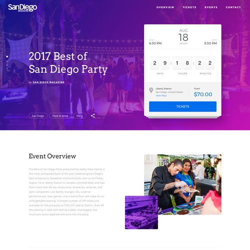 Design a sleek event details page for web