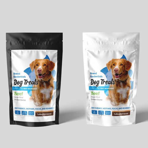 Dog Treat Packaging with Breed Specific Labels