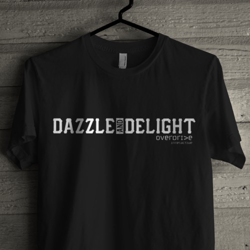 T-shirt Design with "dazzle and delight" in the design