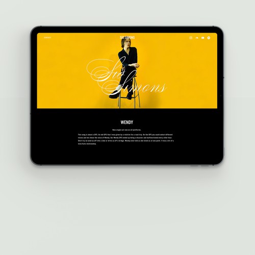 Web design for a musician presenting his album.