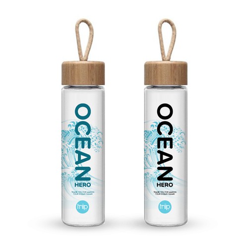 Save ocean glass bottle design "Ocean Hero"