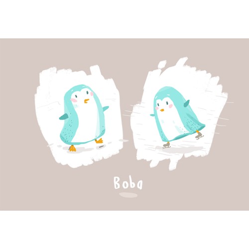 A cute baby penguin character