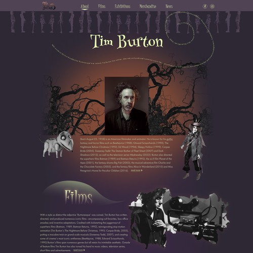 Landing Page for Tim Burton's Fans