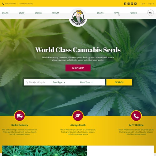Home page for Cannabis Store