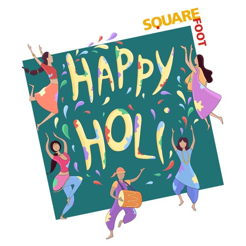 illustration made to showcase the festival of colours in India (Holi festival