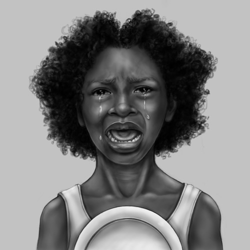 Hungry African Child Illustration