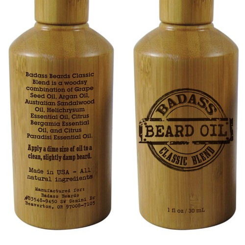 Create a manly design for badass beard oil