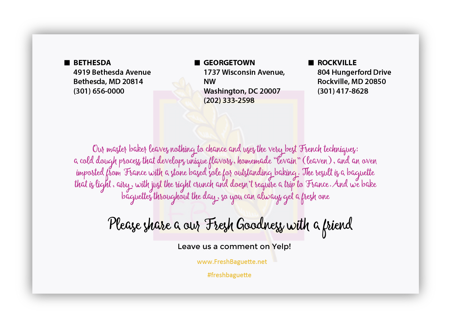 Fresh Baguette flyer and social media banner design