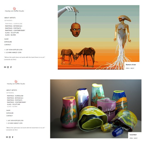 Website - Artist (Paintings, Sculpture, Glass)