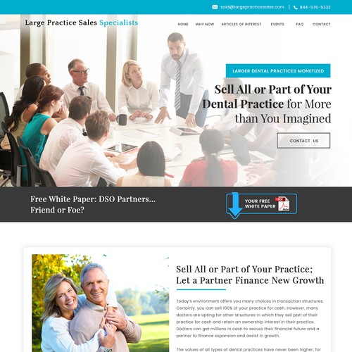 Home page design for Large Practice Sales Specialists