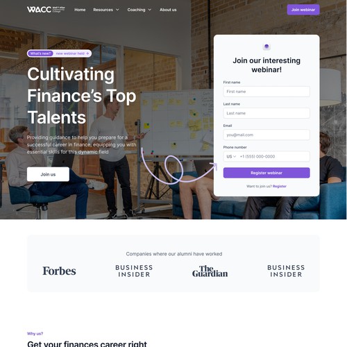 Finance landingpage