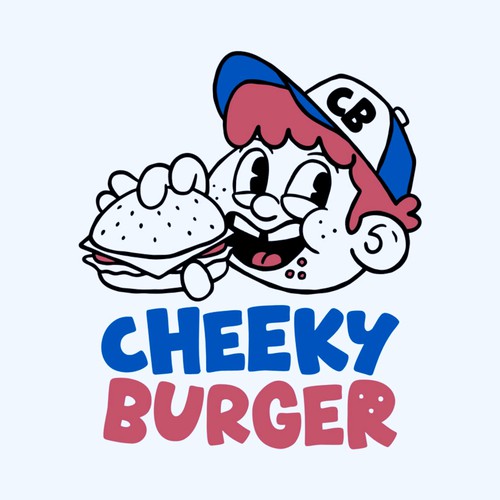 Cheeky Burger – Retro Mascot Logo Design
