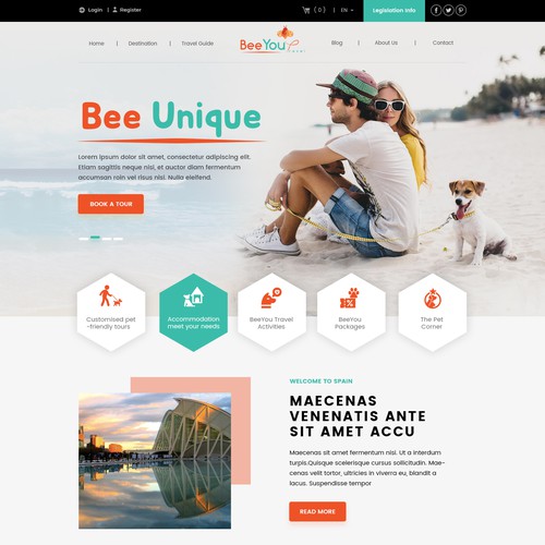 The new company BeeYou Travel needs a powerfull website for pet owners who love to travel.