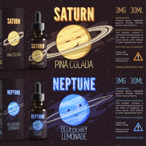 Illustrated Packaging Design for Premium E-Juice Line