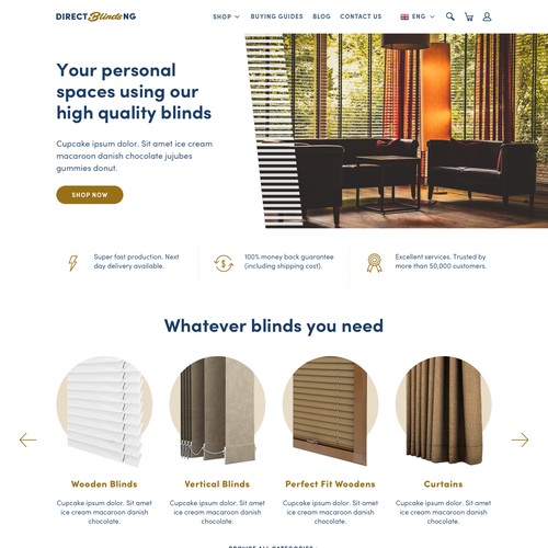 Design for window blinds ecommerce site