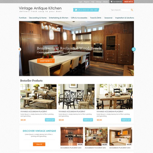 New website design wanted for Vintage Antique Kitchen