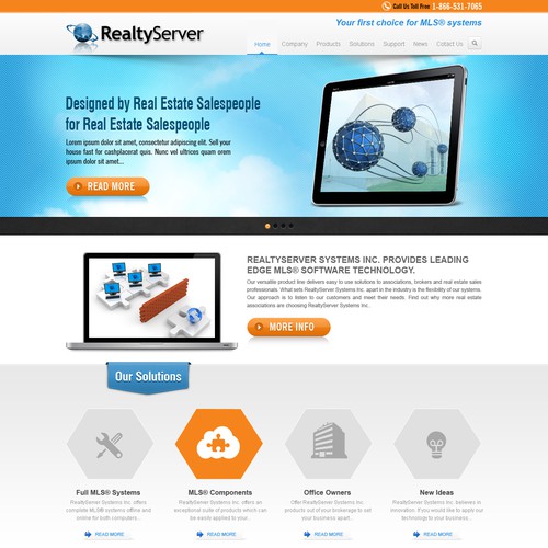 Create the next website design for RealtyServer