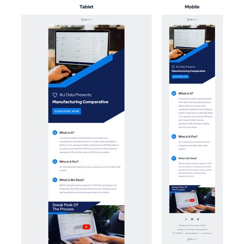Dynamic email template designs for WJ Data