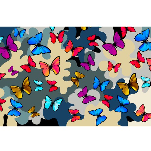 Camo pattern with butterflies