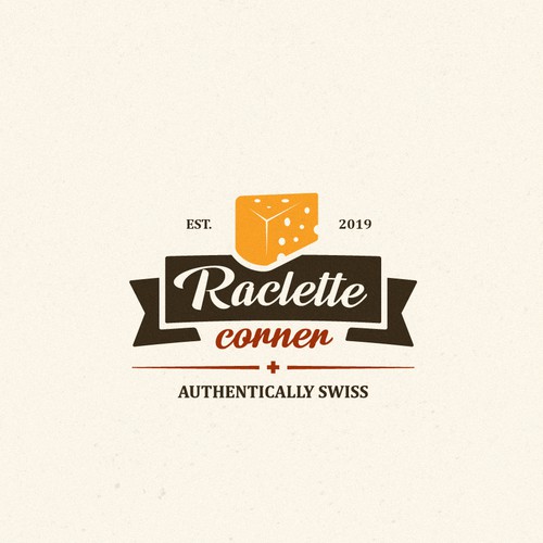 Vintage logo concept for a swiss cheese restaurant.