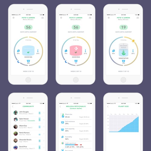 UI design for a smart home grow system