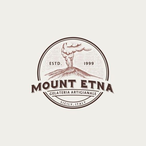 Hand-drawn logo of the great mount etna eruption