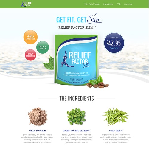 Landing page design for slim shake