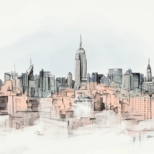 Illustration - New York Skyline office view