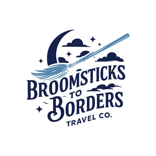 Whimsical & Professional Logo for Broomsticks to Borders Travel Co.