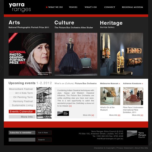 Create the next website design for Yarra Ranges Arts Culture Heritage