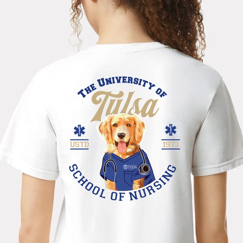 Golden Nurse Mascot Tee – University Nursing Program Design