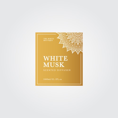 White Musk Diffuser Bottle Label Design