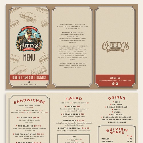 Cutty's Paninoteca menu design