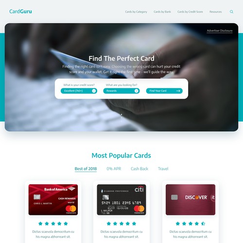 Website Design for Card Information Website