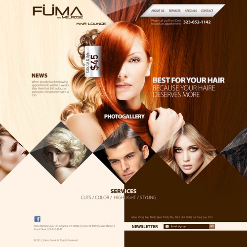 Create the next website design for Fuma Salon