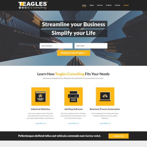 Front Page Design Concept for Teagles Consulting