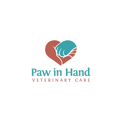 Pet Caring Logo Featuring Paw in Hand