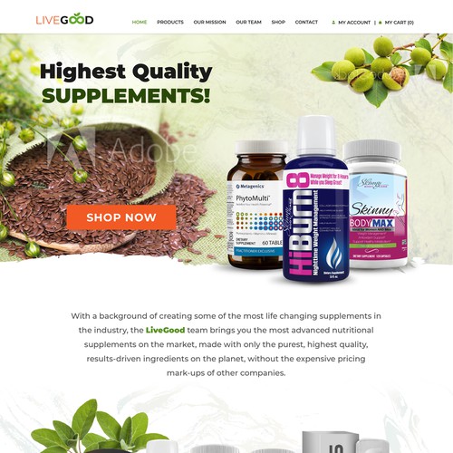 Nutrition Supplement Website Design