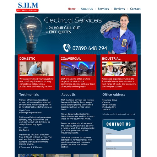 Electrical contractors modern web design.