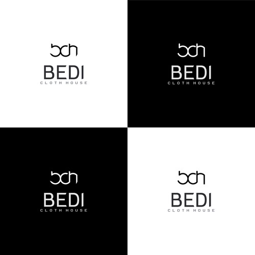 simple one line logo for 'BEDI CLOTH HOUSE'