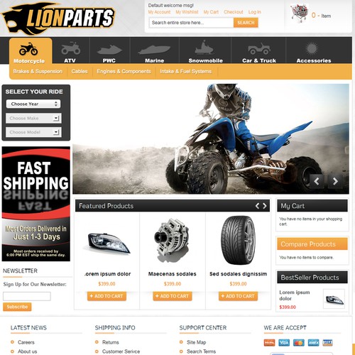 create a winning website design for lionparts a parts and accessories