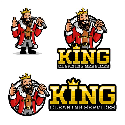 Cleaning services mascot logo - King Cleaning Services